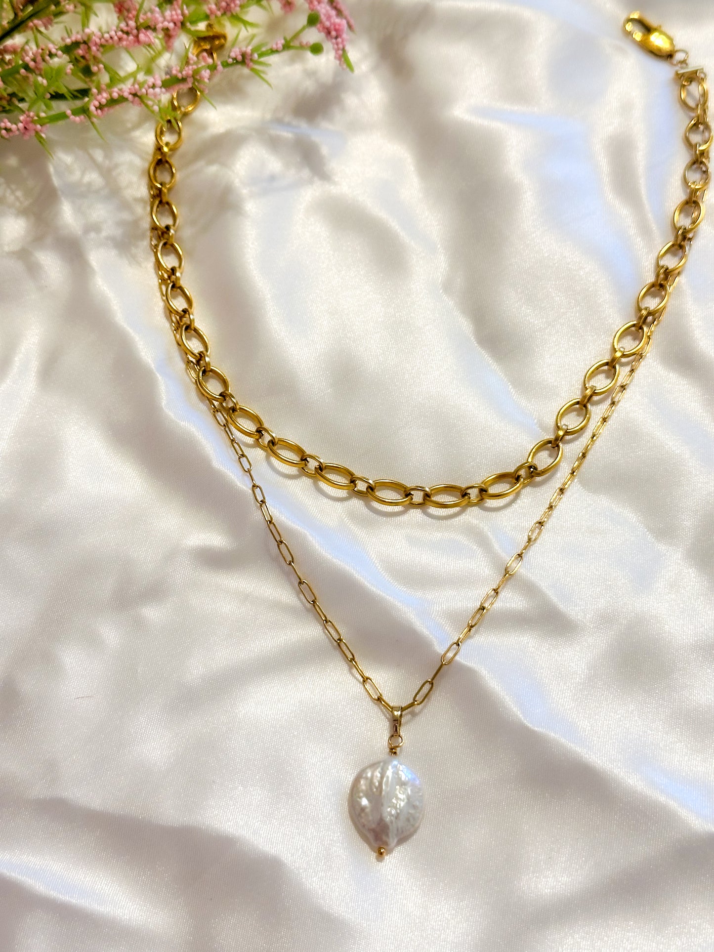 Jodi Layered Coin Pearl Necklace