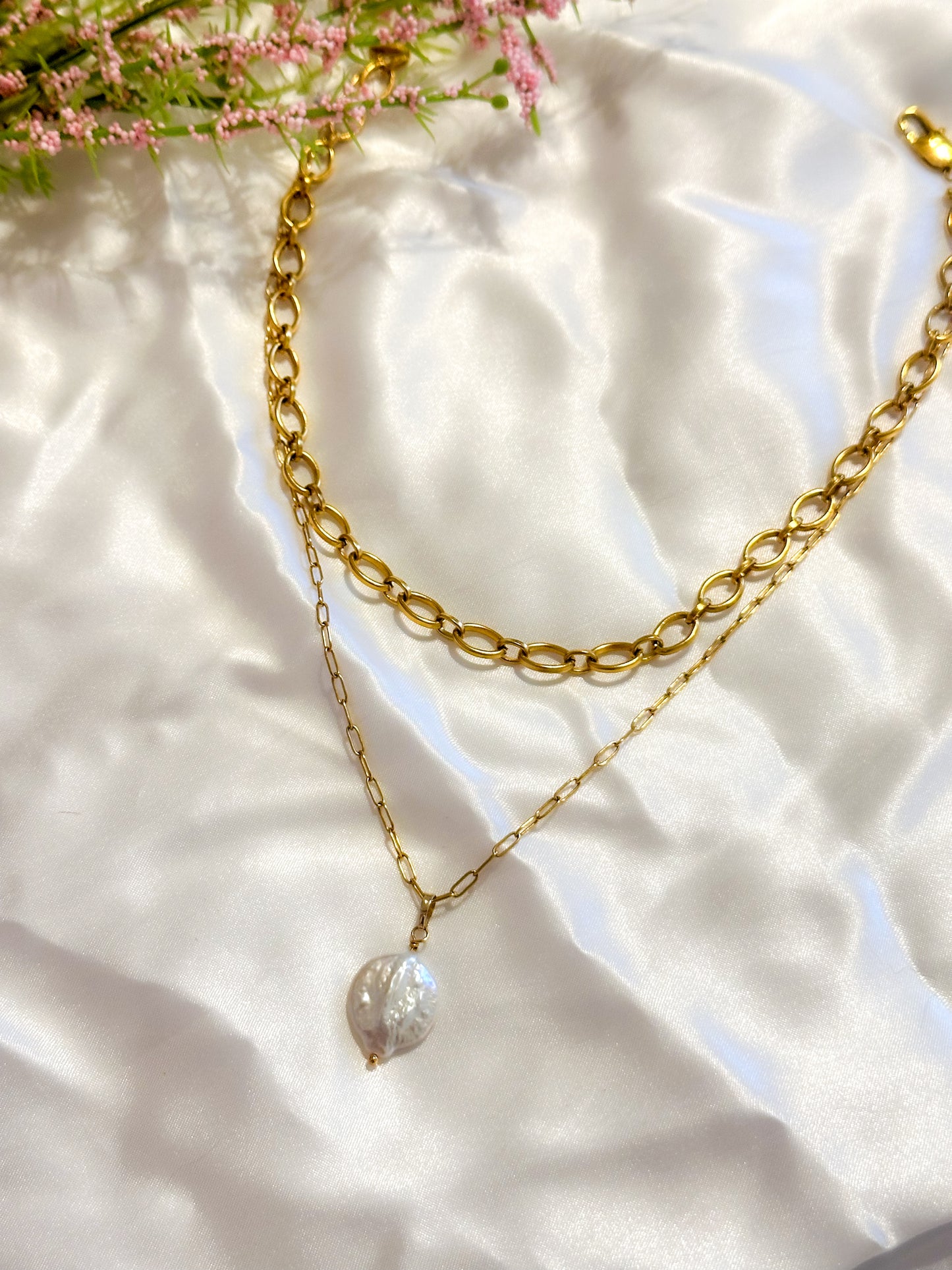 Jodi Layered Coin Pearl Necklace