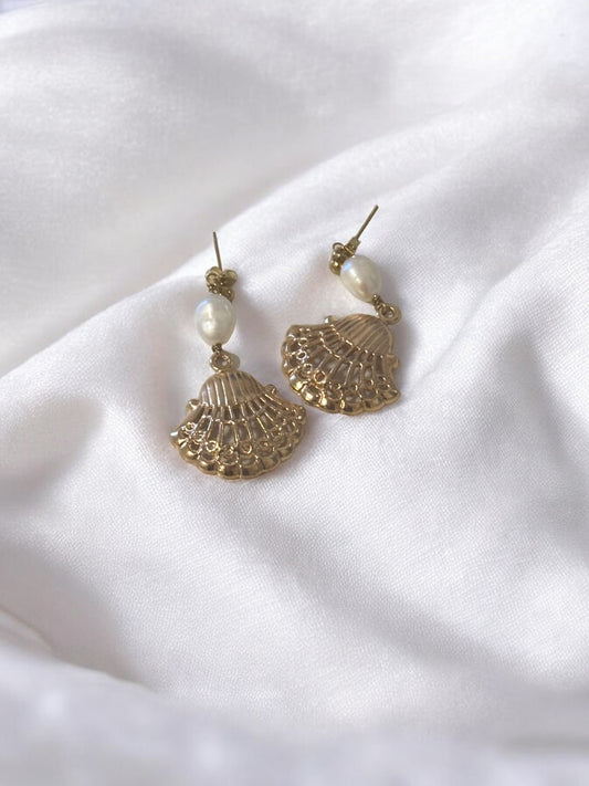 Gilded Shell Pearl Dangles