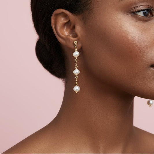 Pearl Trio Dangle Earrings - Essential Paradise
