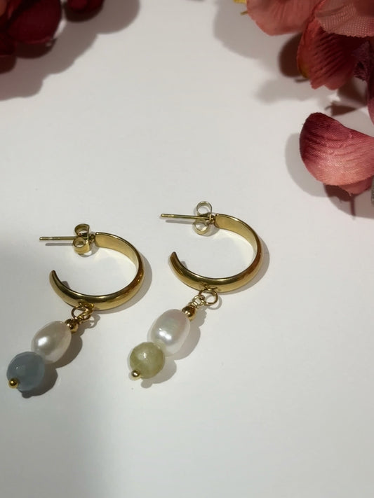 Faye Pearl Amazonite Earrings