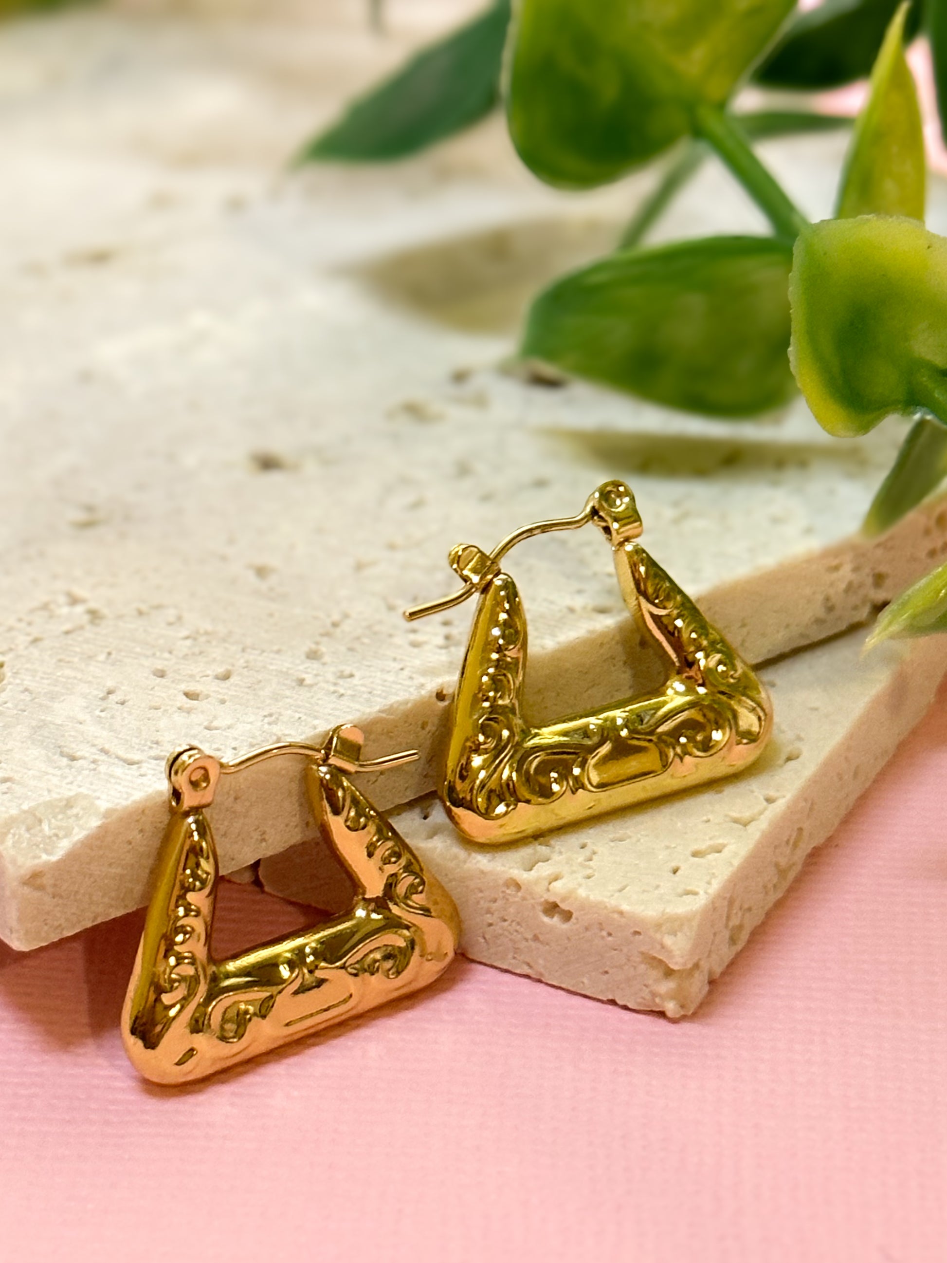 Astrid Gold Triangle Hoop Earrings