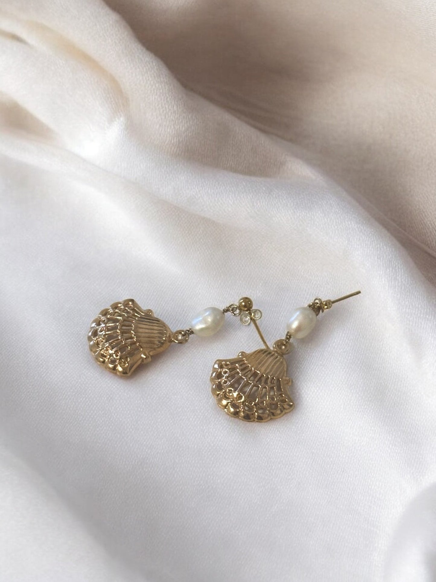 Gilded Shell Pearl Dangles