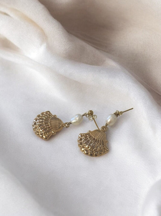 Gilded Shell Pearl Dangles