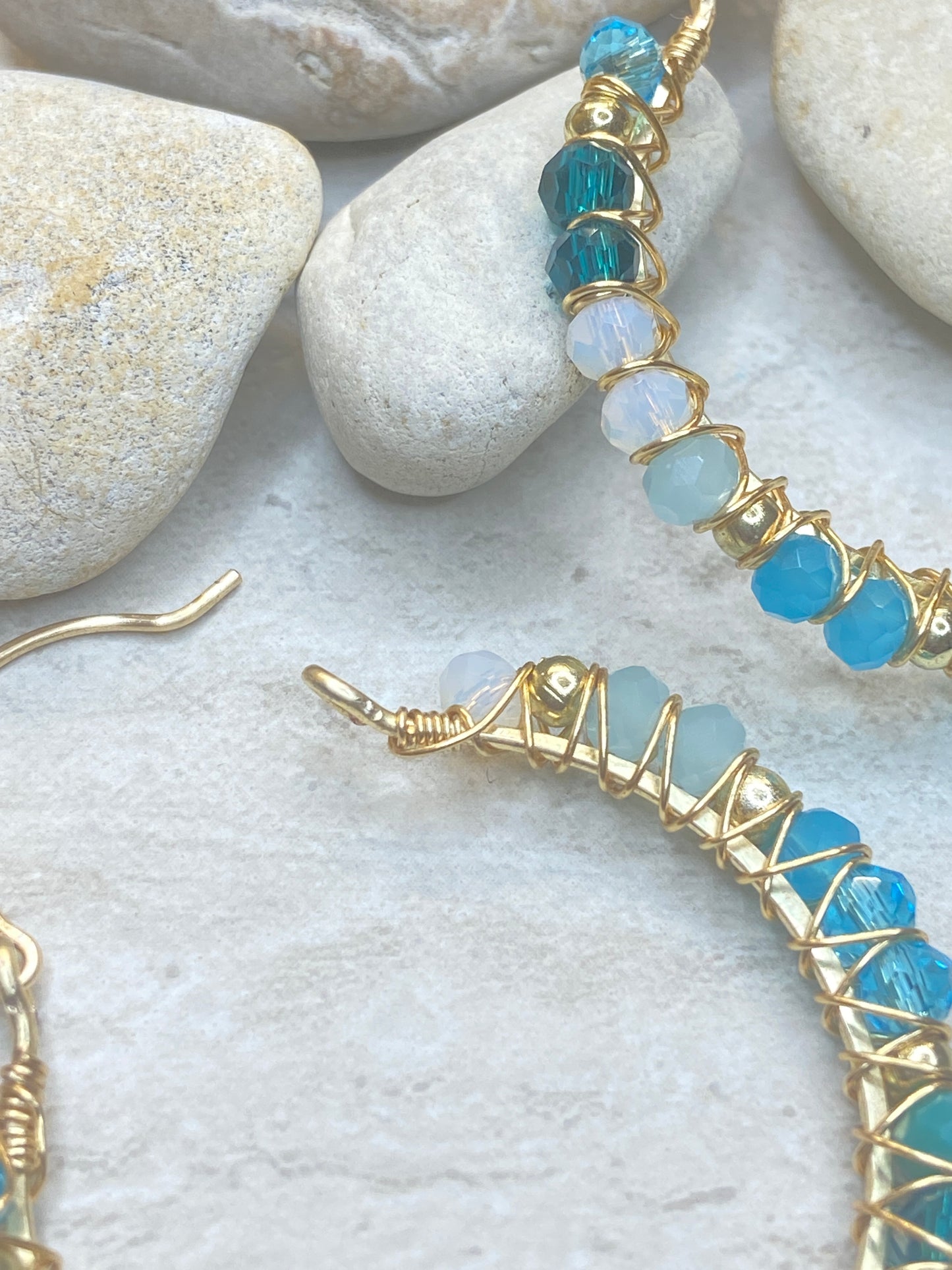 Ocean Blue Crystal Hoop Earrings - Essential Paradise