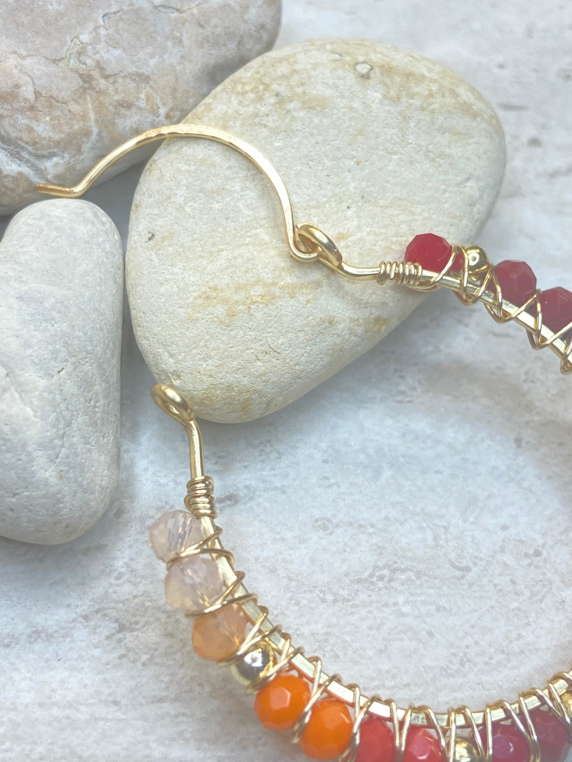 Fiery Sunset Crystal Hoop Earrings - Essential Paradise