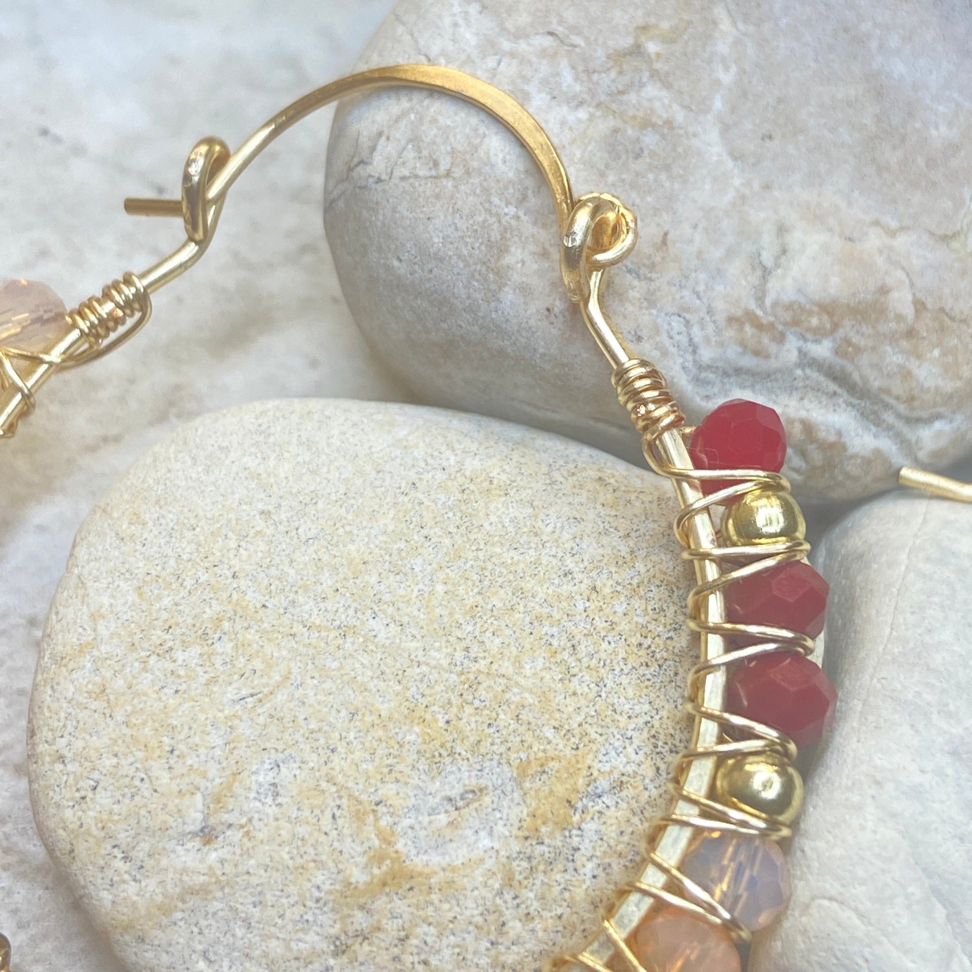 Fiery Sunset Crystal Hoop Earrings - Essential Paradise
