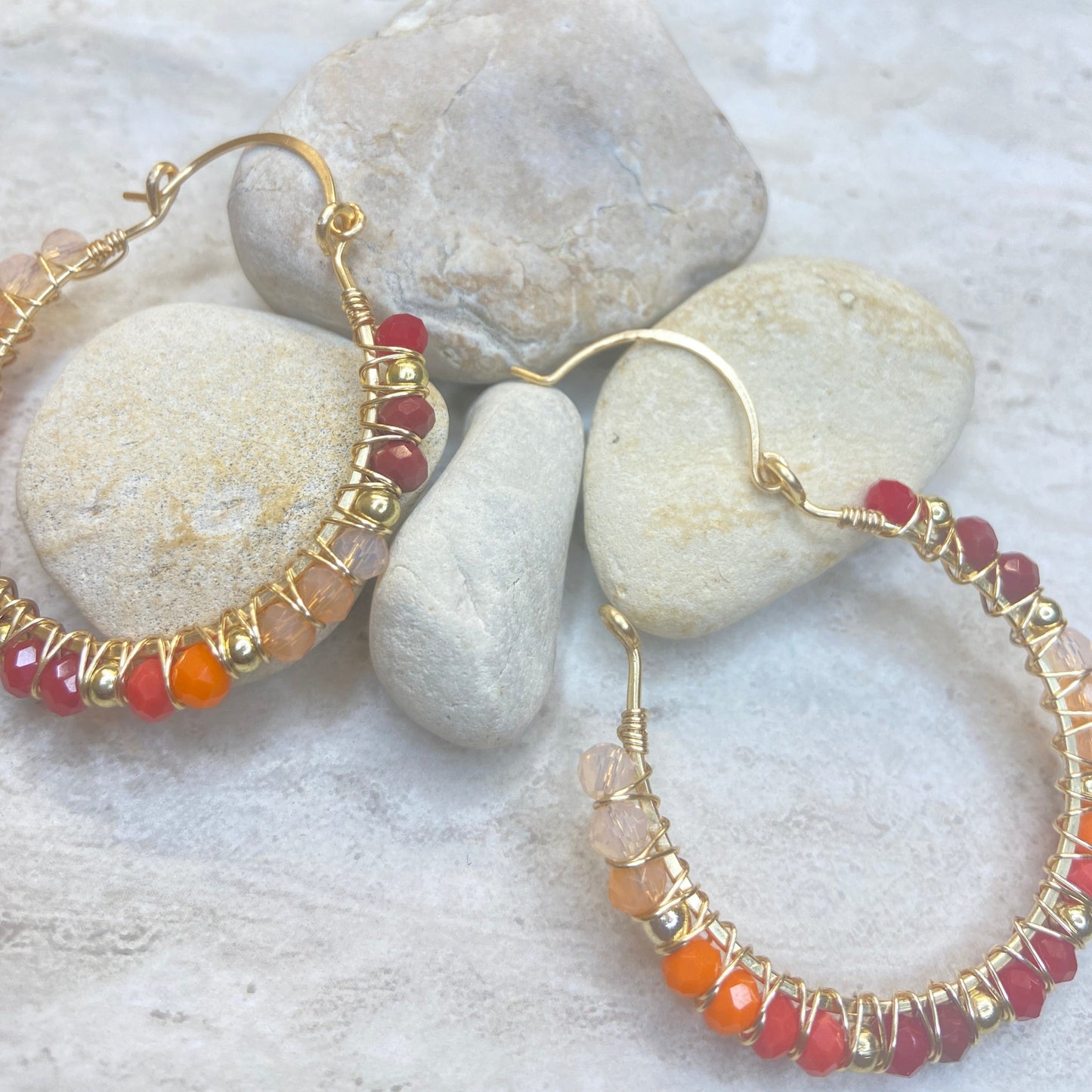 Fiery Sunset Crystal Hoop Earrings - Essential Paradise